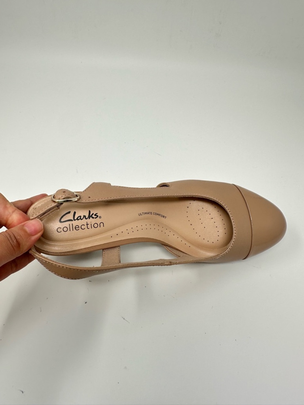 New Clarks Women's Bayla Joy Slingback Pumps Beige Leather Size 8M - Picture 9 of 15